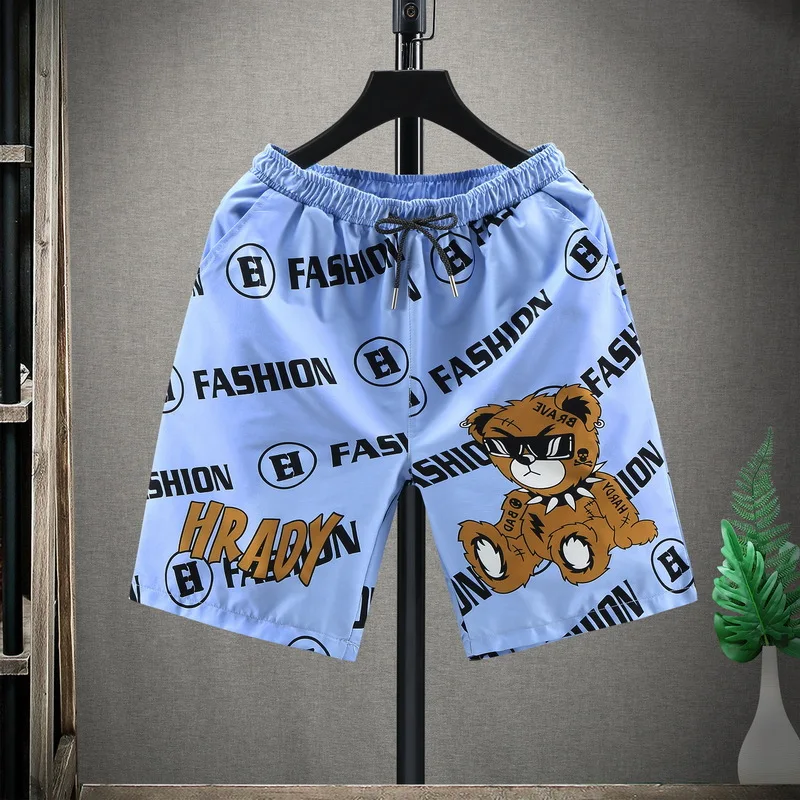 

Men's shorts for summer wear fast dry thin 2021 new trend loose sportswear big pants five minutes beach pants M-5XL