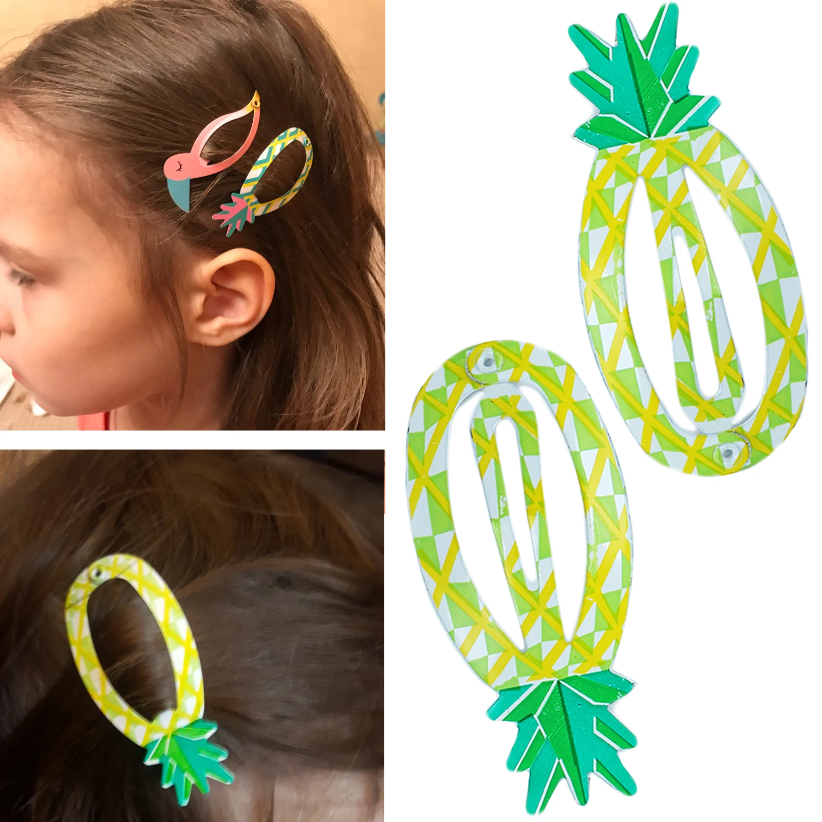 Милые девушки защелкивающаяся заколка 2 шт./компл. летняя одежда на каждый день