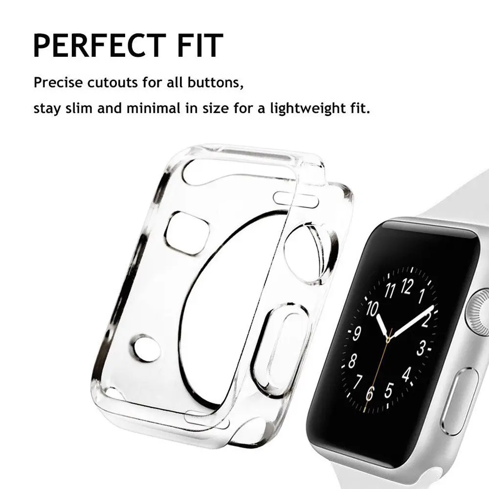 

40mm/44mm Soft Clear TPU Smart Watch Full Screen Cover Protection Silicone Case For Apple Watch Series 4 Bumps Screen Protector