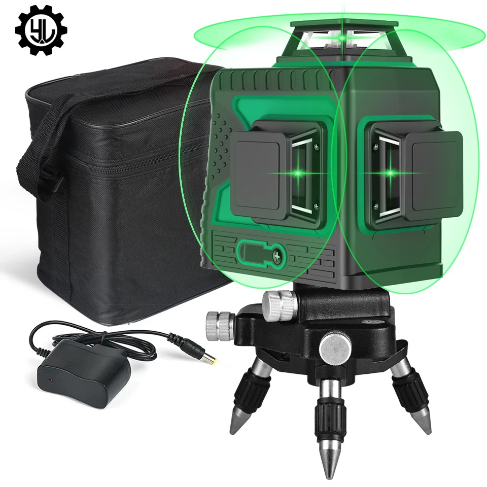 Laser Level 12 Lines 3D Self-Leveling 360 Horizontal And Vertical Cross Super Powerful Green Beam Line | Инструменты