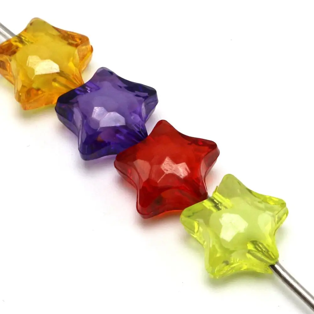 50 разноцветных акриловых граненых шармов в форме звезды 16 мм Бусины В Форме