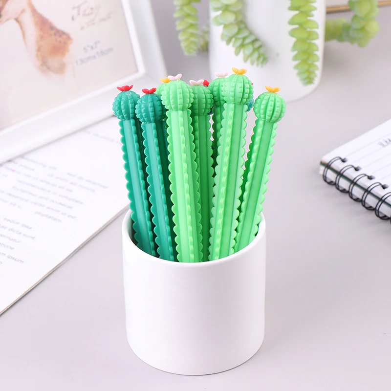 

10 шт. креативная нейтральная ручка с цветком кактуса 0,5 мм черная фоторучка