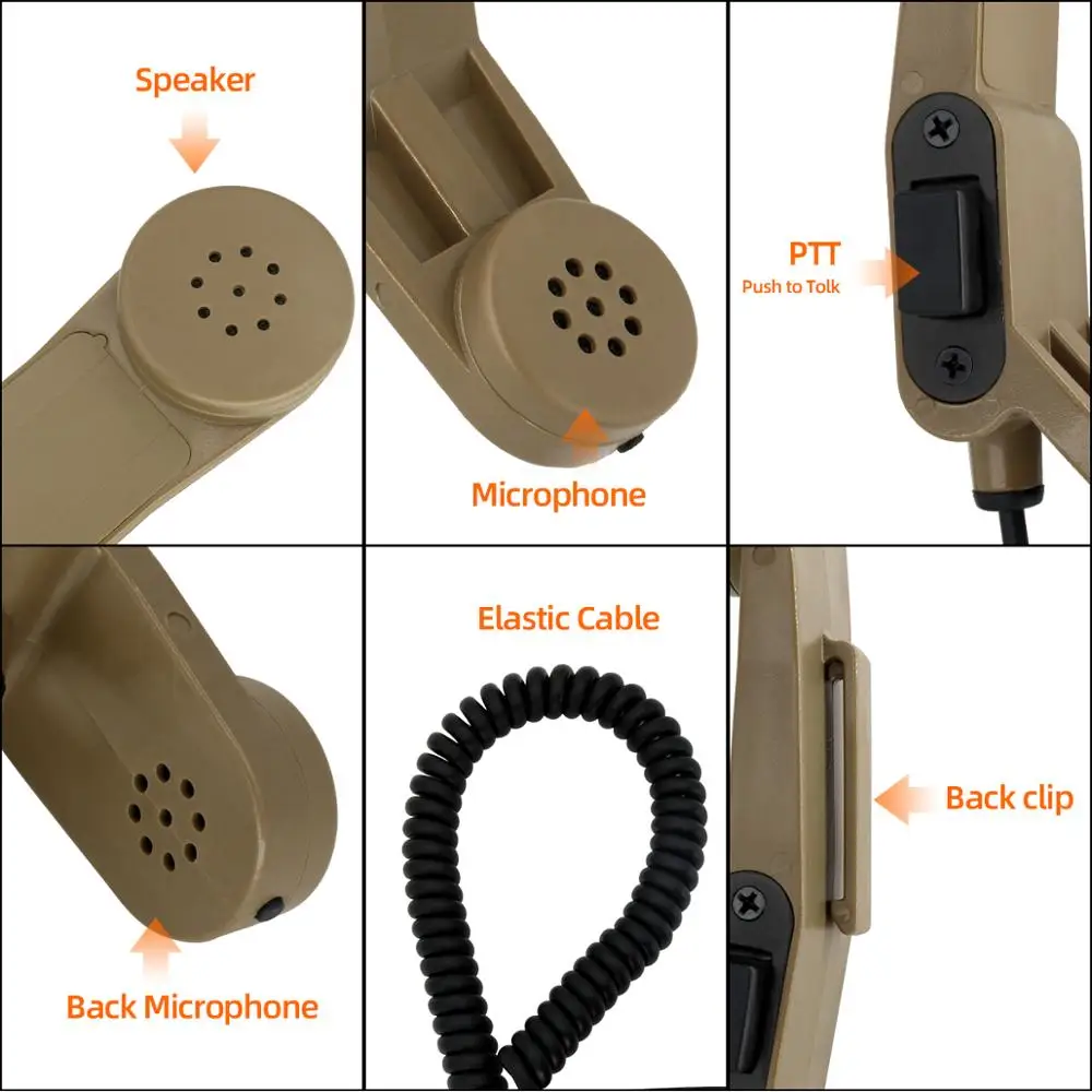 TAC-SKY H250 PTT Military Tactical Intercom PTT 2-Pin Kenwood Plug Handheld Speaker Microphone H250 Ptt DE