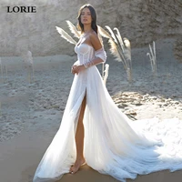 lorie soft beach wedding dress detachable sleeve sweetheart neck bridal gowns high side split wedding gowns vestido de noiva