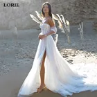 LORIE мягкое пляжное свадебное платье со съемным рукавом, женское платье с высоким разрезом сбоку, свадебные платья, Vestido De Noiva