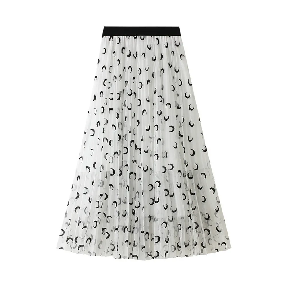Женская Повседневная юбка с принтом полумесяца модная трапециевидная длинная