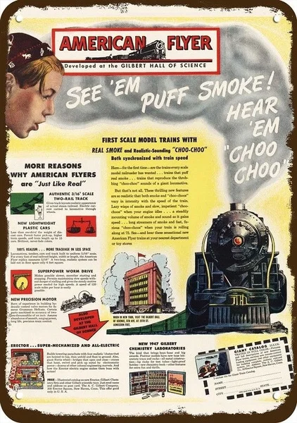 

1946 American Flyer Model Railroad Train Vintage Look Replica Metal Sign