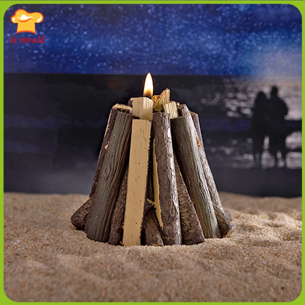 

2021 New Bonfire Candle Silicone Mold Simulation Wood Pile, Scented Soap Candle, Pine Home Decoration Mould