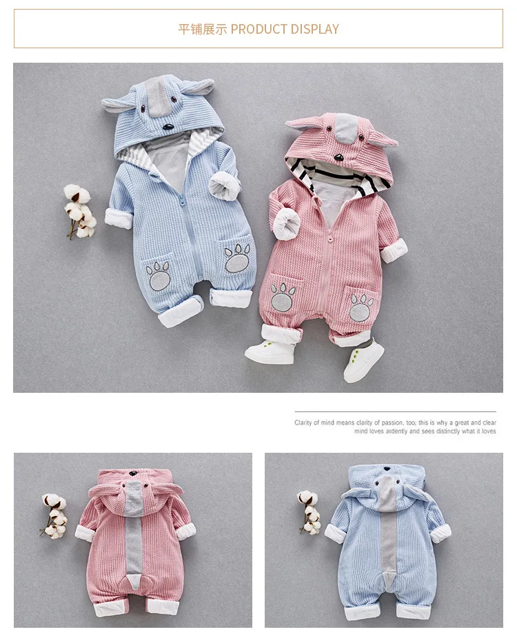 

Autumn & Winter Newborn Infant Baby Clothes Jumper Boys Romper Hooded Jumpsuit Outfits