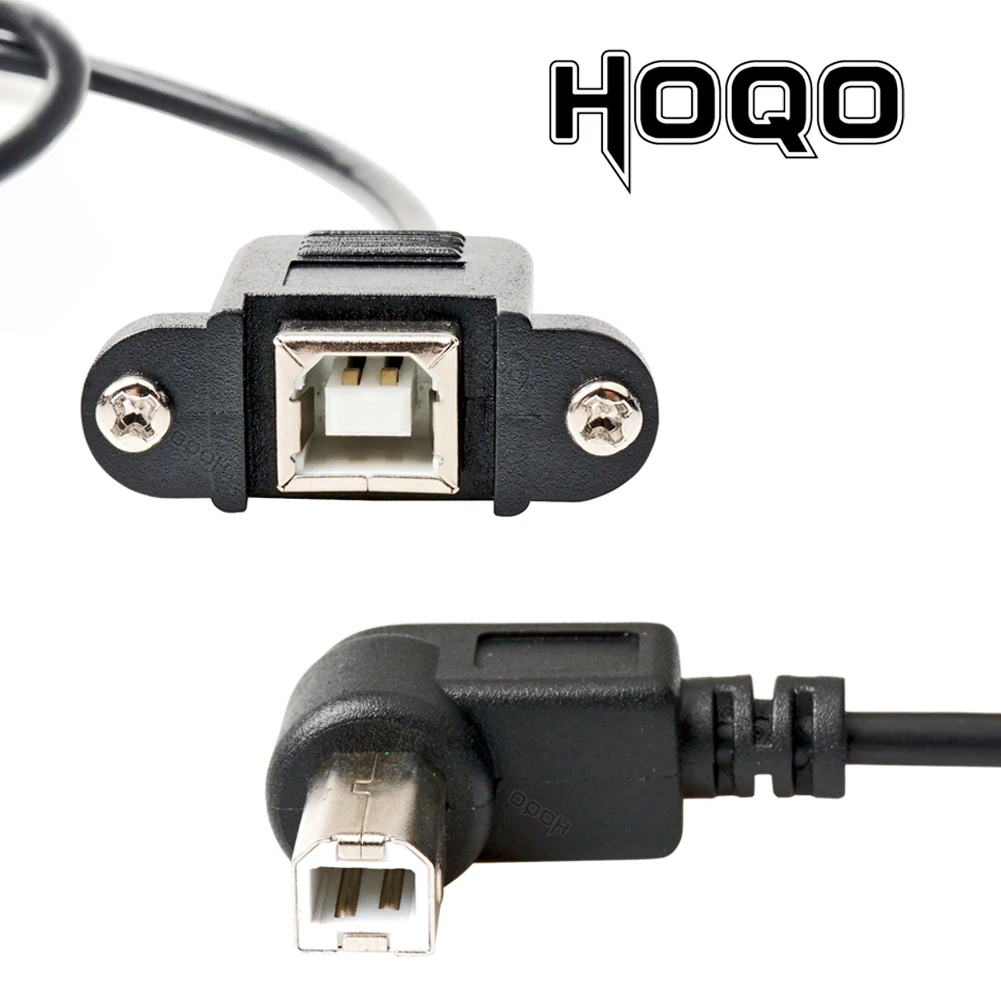 

30cm 1m 1ft Elbow 90 USB 2.0 B Male to Female Adapter USB Type B Wire Socket Printer Panel Mount Extension Cable Lock Connector