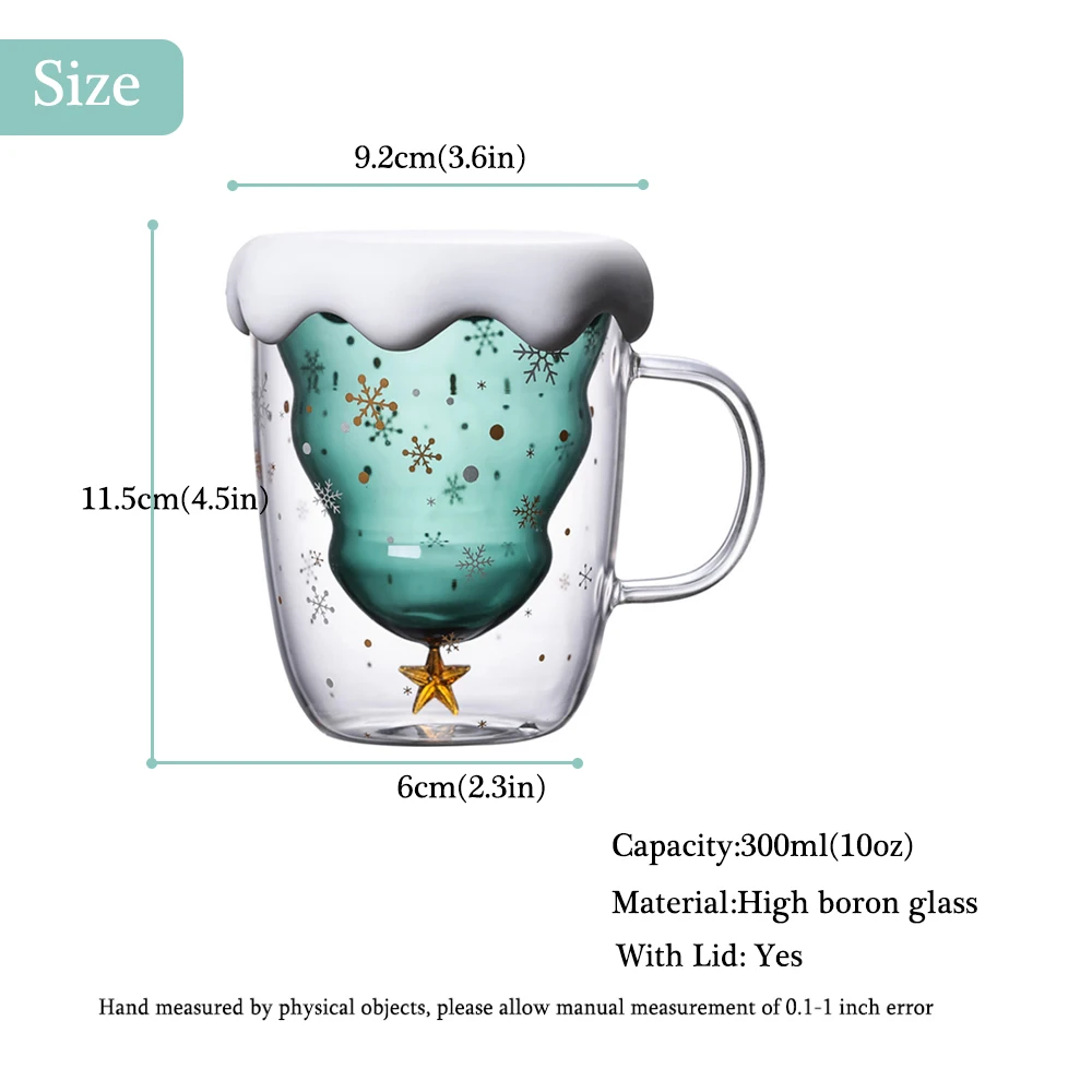 Креативное 3D прозрачное двойное стекло с защитой от ожогов Рождественская елка