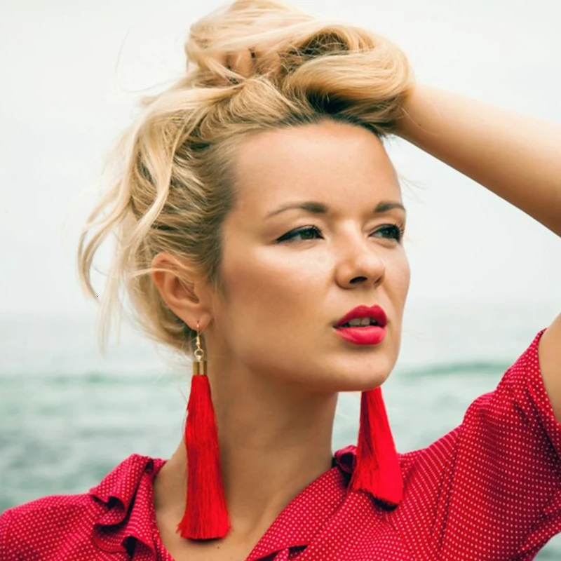 JOUVAL Серьги кисточки Женские длинной бахромой длинные висячие серьги гвоздики в