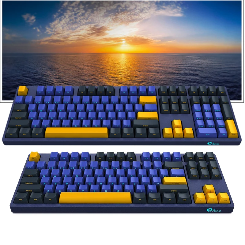 

Оригинальная игровая клавиатура AKKO 3108/3087sp Horizon, механическая клавиатура с переключателем Cherry MX, 104/87 клавиш, PBT, компьютерный геймерский кабе...