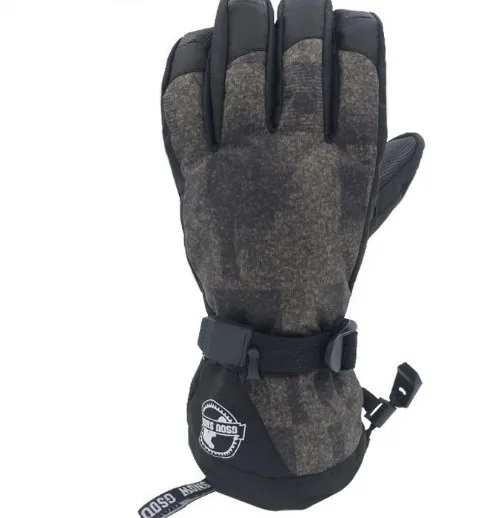 Mens dark gray camouflage ski gloves warm riding snowboardin skiing gloves winter outdoor sports gloves waterproof 10K - Цвет: as shown