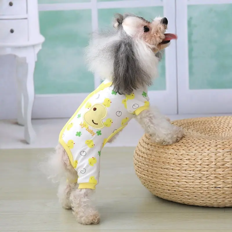 Милая розовая клубнично-желтая одежда для заката Пижама собаки хлопковый