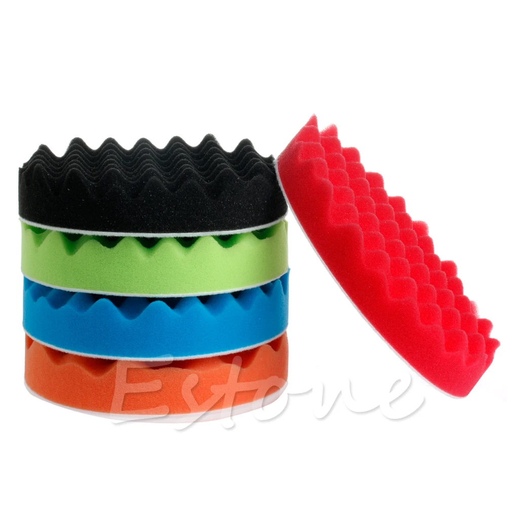 

5Pcs 6inch 150mm Waffle Sponge Buff Polishing Pad Kit For Car Polisher G99F