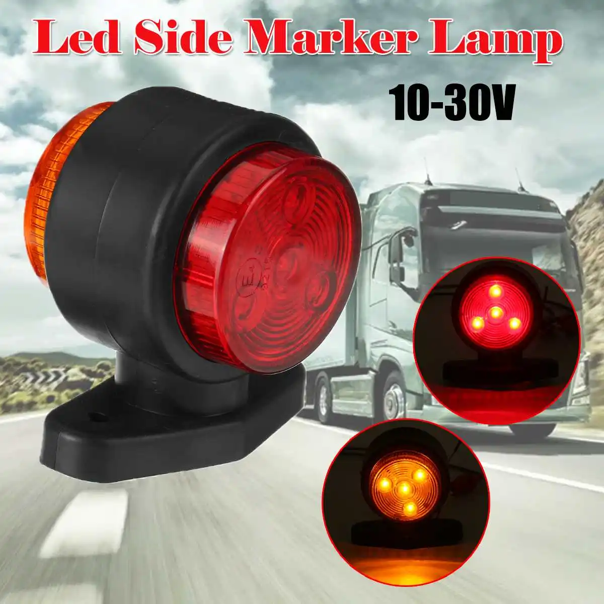 

1/2pcs LED Side Marker Brake Light Lamp 10-30V Red and Yellow Turn Signal Indicator Lights for Car Truck Trailer Lorry Van