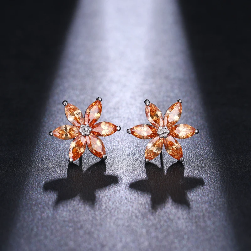 

Bettyue Earrings for Women Fashion Charming Gifts For Lover Six Petals Champagne Color Flowers Shape Exquisite Zircon Wholesale
