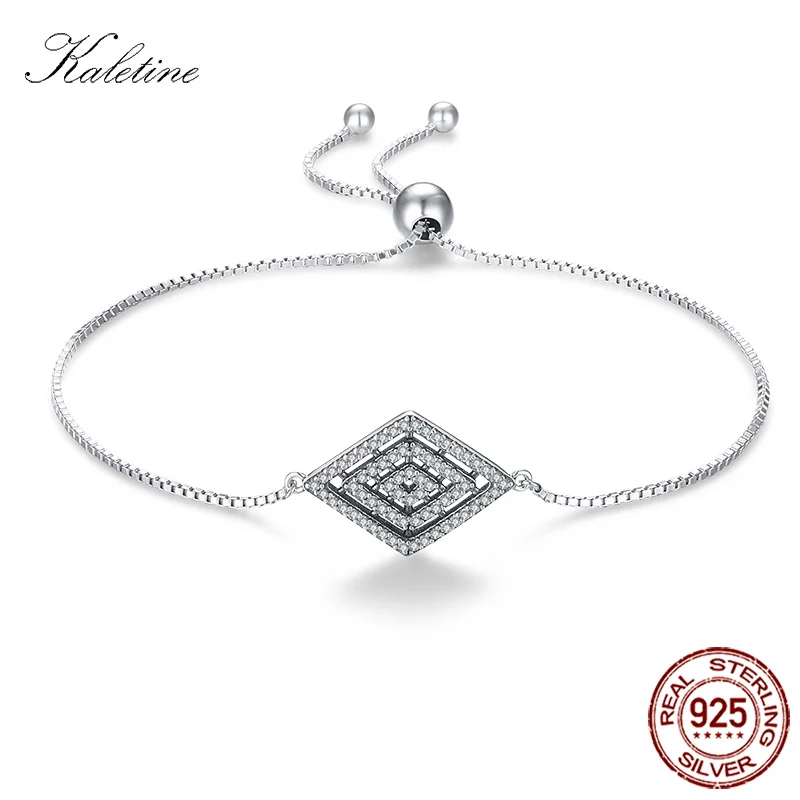 

KALETINE Vintage Forever Fancy Bracelet for Men Women 925 Sterling Silver Crystal Bracelets with Bead Adjustable Jewelry KLTB052