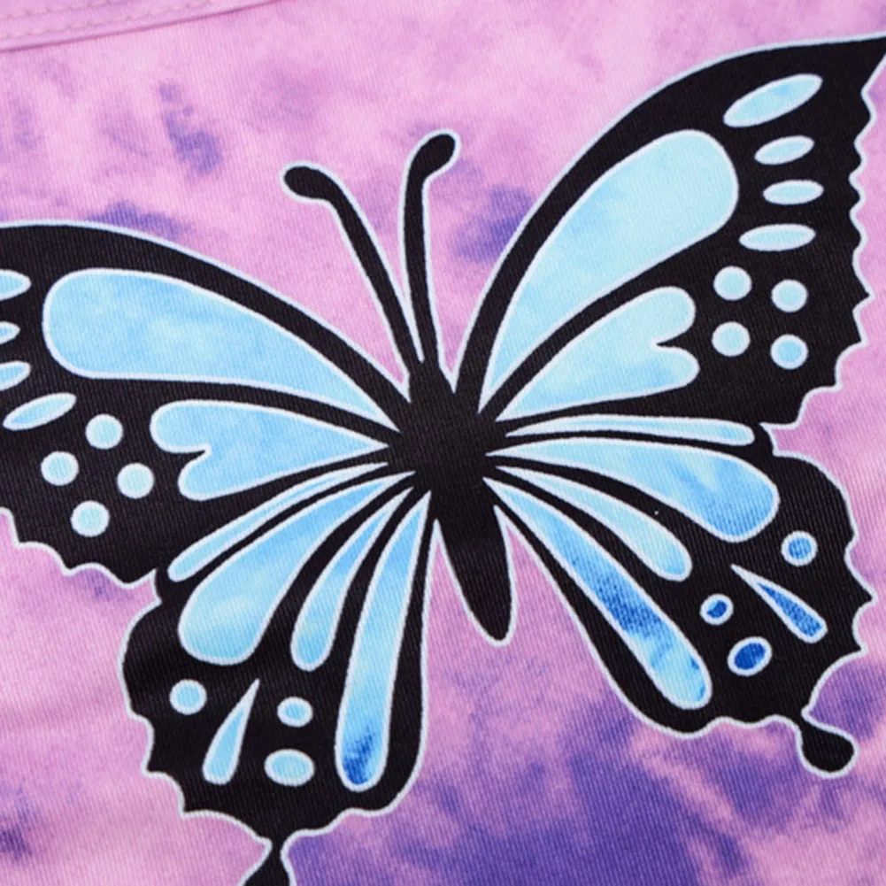 Женский топ без рукавов облегающий белый с открытой спиной и бабочками