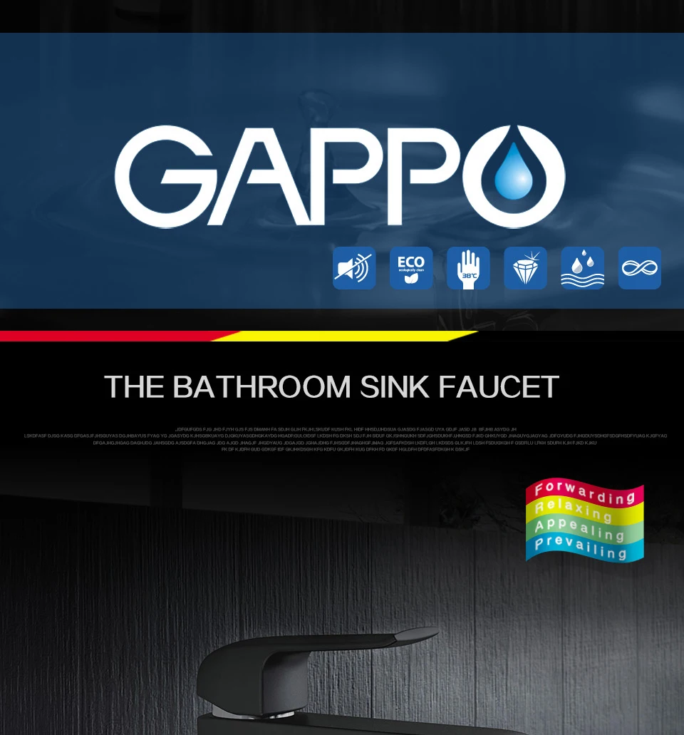 GAPPO черный смеситель для раковины, смеситель для ванной комнаты, черный смеситель для ванны, смеситель на бортике, краны