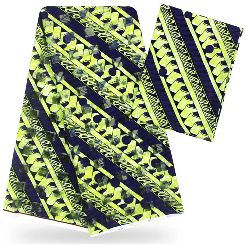 3Y органза + лента Материал полосатая печать кружева Нигер Африканский Воск