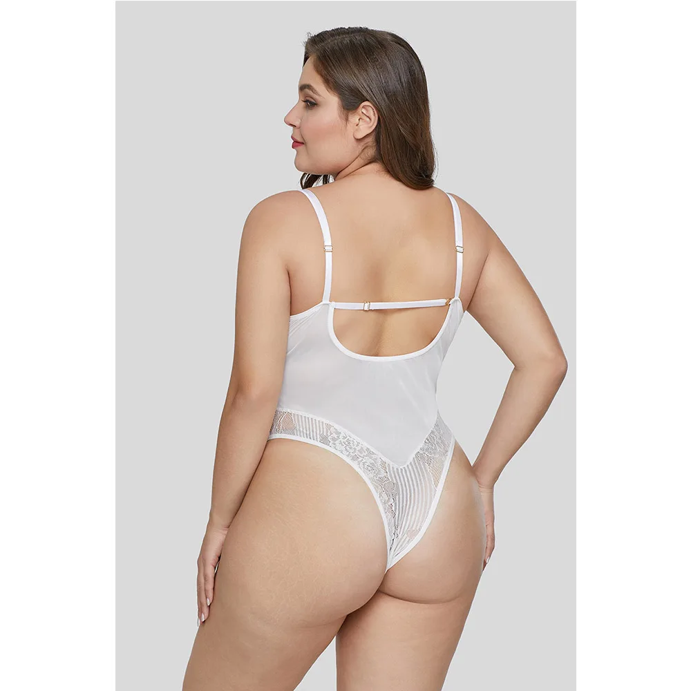 Красный/черный/белый Сладкий цветочный размера плюс L-5XL боди с вырезами