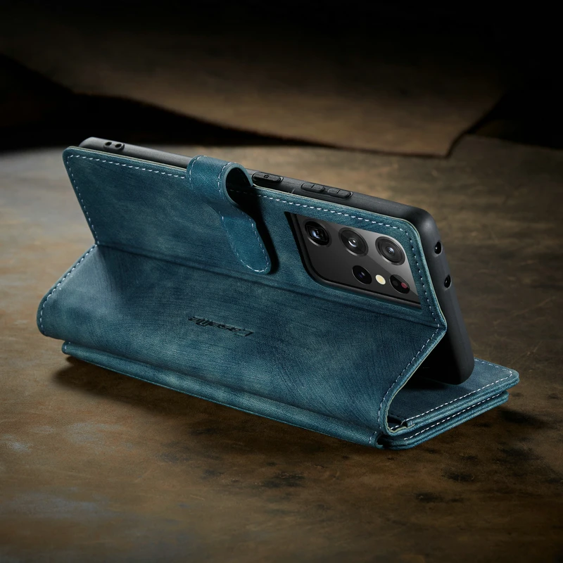 CaseMe-Funda de cuero con cremallera para Samsung S21 Plus Ultra S20FE, carcasa para Samsung Galaxy A72 A30s, A12 A22 A32 A52 A71 A50 S-4