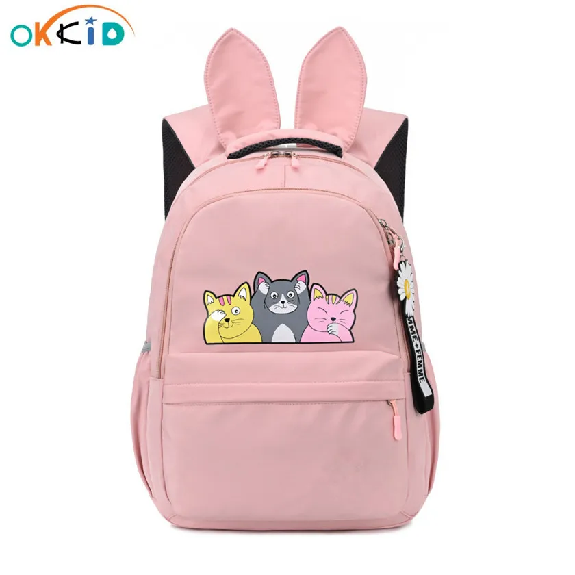 OKKID сумки для начальной школы для девочек, милый кот, сумка для книг, студенческий легкий Водонепроницаемый Школьный рюкзак, Детский рюкзак, ...