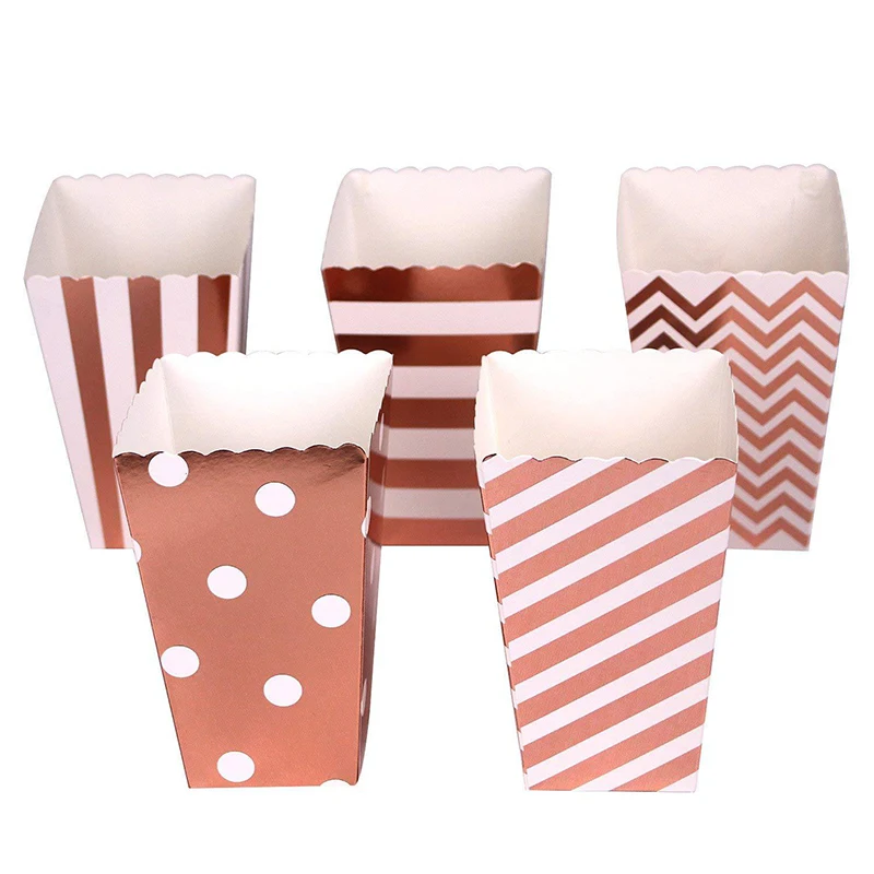 6 шт Розовое золото Бумага попкорн вечерние Коробки цвета: золотистый