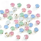 SS28 6 мм 100 шт. Опаловая смола, пришивные стразы с серебряным когтем, плоская обратная сторона, круглые стразы, опал для рукоделия B3732