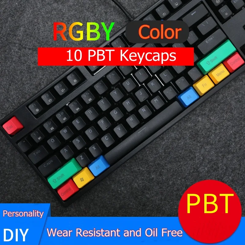 Новые 10 шт. RGBY цветные колпачки для ключей PBT топ с принтом боковая гравировка