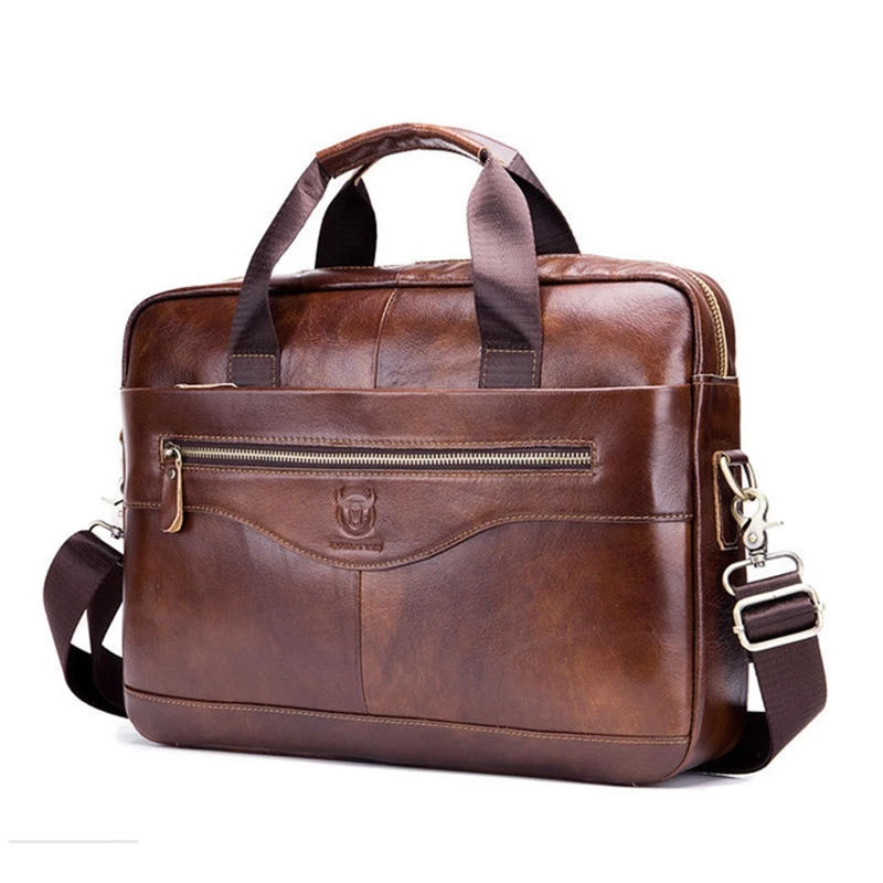 Weysfor Genuine Leather Shoulder Bag Large Capacity Laptop Briefcase Bags for Documents Messenger Bag Vintage Business Bag