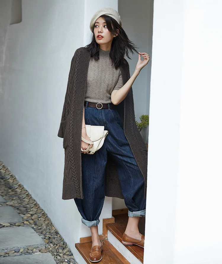 Pull femme nouveaute2019осенне-зимний женский свободный джемпер большого размера, толстый теплый вязаный кардиган, скрученный кашемировый длинный свитер из яка