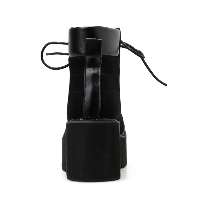 Женская обувь на меху Женские ботинки Зимние черного цвета шнуровке