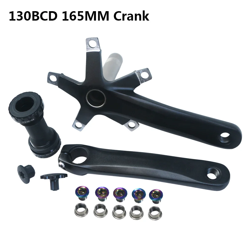 152mm 165mm 170mm 130BCD Fahrrad Kurbelgarnitur Hohl Integrierte Single Speed 5 Nagel Klapp Rennrad Kurbel set BB 44T Kettenblatt – Detail 6