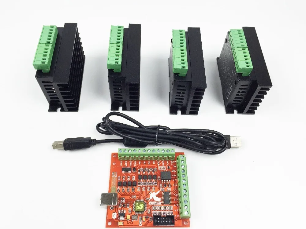 

CNC TB6600 mach3 usb 4 оси комплект, 4 шт. TB6600 1 Ось Драйвер + один mach3 4 оси USB ЧПУ шаговый мотор контроллера карты 100 кГц