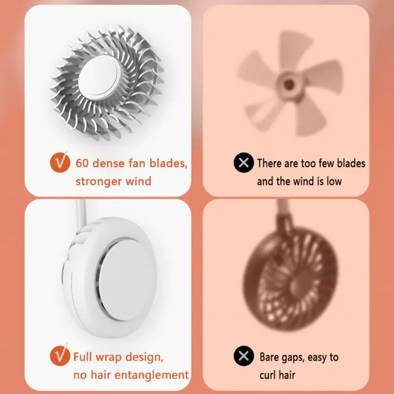 

Portable Neck Lazy Halter Fan 2 Fans Mini Hanging Neck Fan USB Rechargeable Cover Halter Sports Aromatherapy Fan