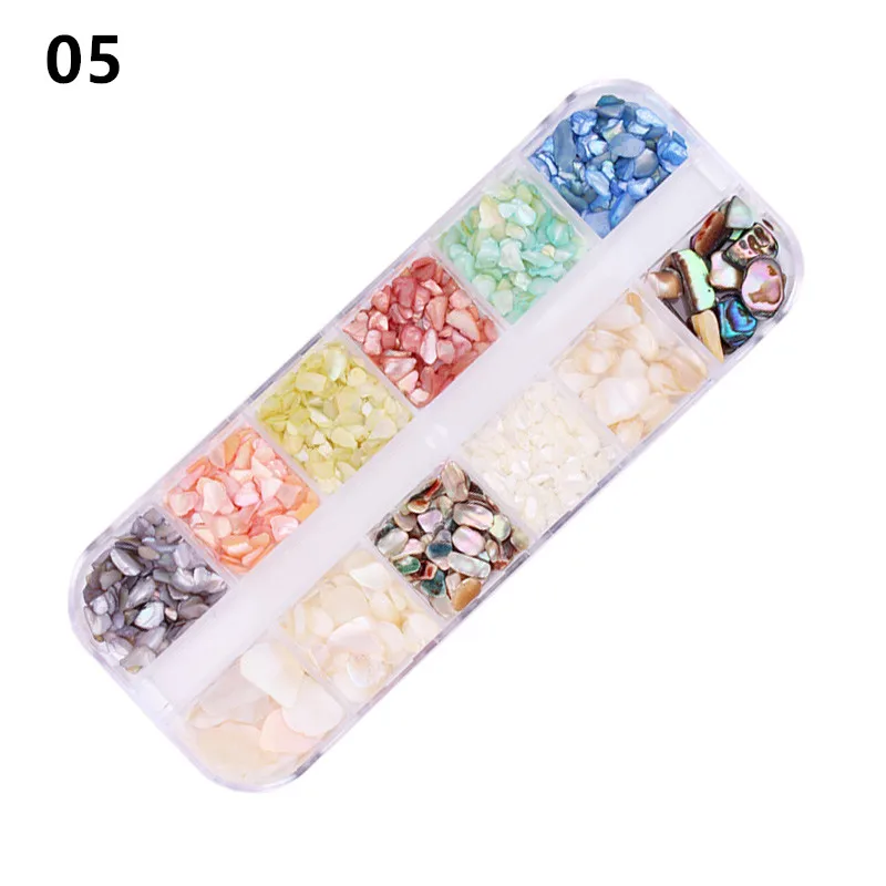 CHNRJML 12 видов цветов/набор неправильной раковины для ногтей блестки хлопья камни