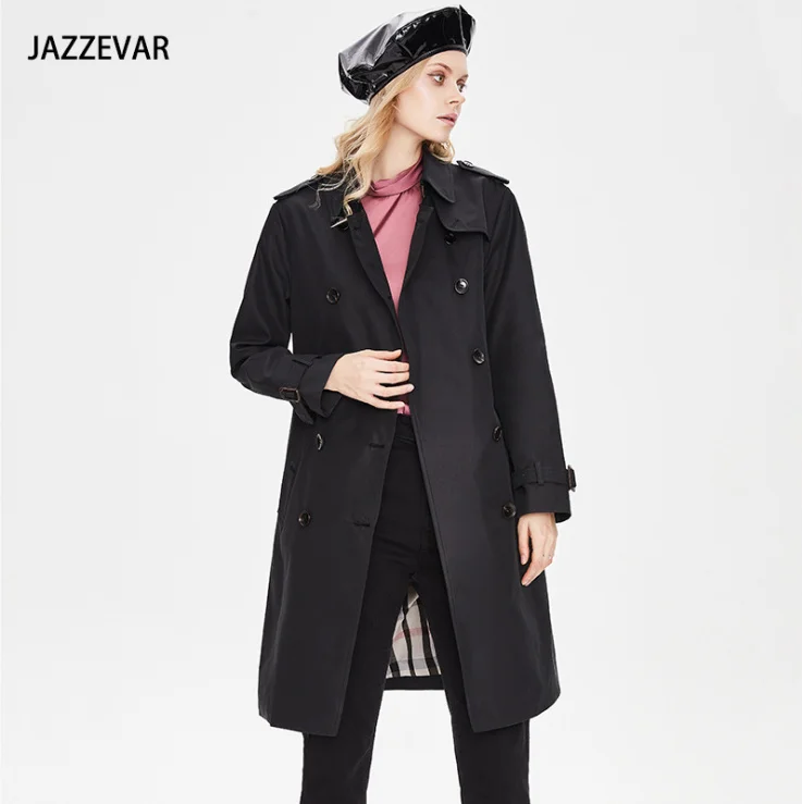 

Women's mid-length double-breasted khaki British coat Autumn/Winter 2021 trench coat