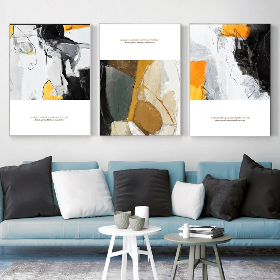 

Geometric Abstract Multicolor Block Ink Line Letter Nordic Modern Canvas Decorative Painting Living Room Bedroom Art Decoration