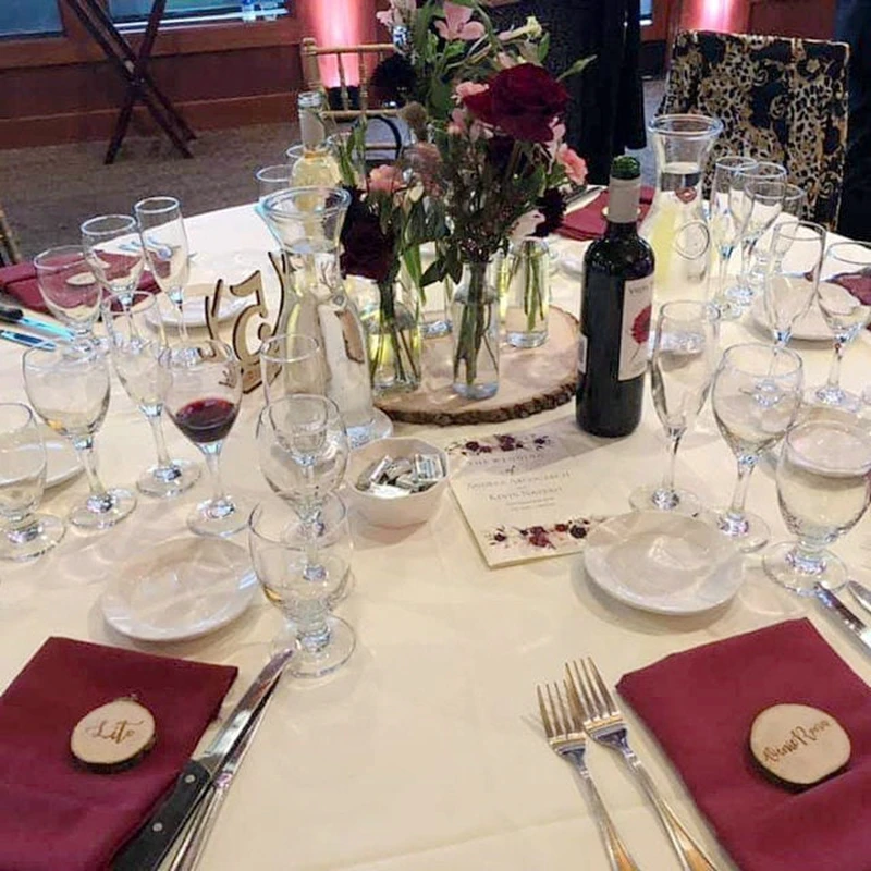 Персонализированные Свадебные места имя 4-6 см гравировка на дереве ломтики место