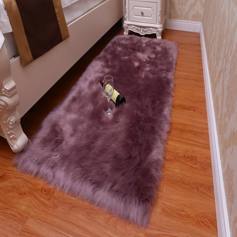 

Solid Color Plush Fabric Carpet And Rug For Living Room Artificial Wool Sheepskin Hairy Mat Faux Fluffy Mats Kid Room Area Rug