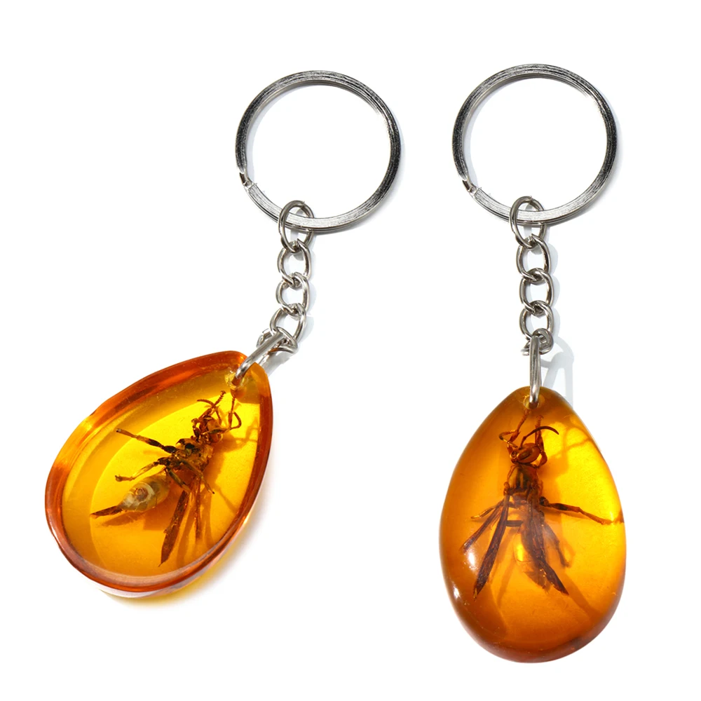 1 шт. креативный образец насекомых Янтарный Брелок для ключей с скорпионом шарф