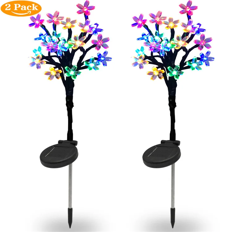 구매 야외 태양 LED 색상 변경 벚꽃 잔디 지상 램프, 안뜰 테라스 장식 램프 야외 태양 빛