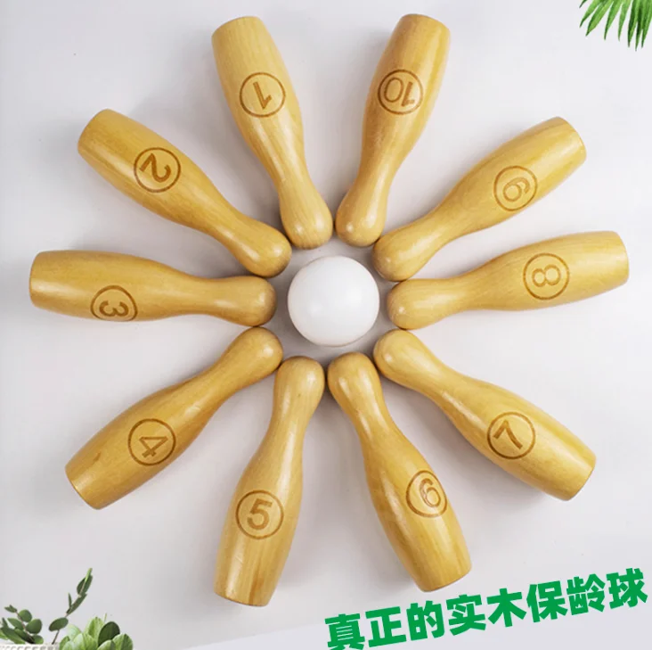 

Children's wooden bowling toy indoor and outdoor large ball sports kindergarten parent-child baby activity set