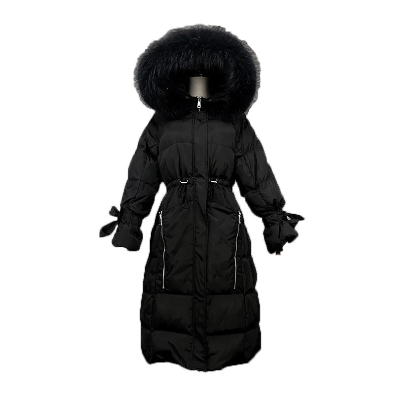 

Loose Korean Winter Down Jackets With Real Fur Hood Coat Women Puffer Long Female Warm Autumn Feather Jacket Parka Coats Duck