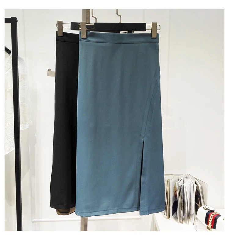 

2021 Spring Autumn New Irregular Skirt Women Mid-Length High Waist Simple Skirt Female A-Line Slim Plain Skirt Mujer Faldas