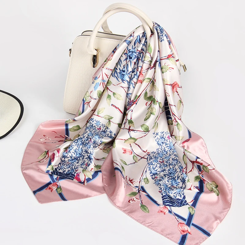 Женский модный квадратный шарф платок Шелковый Атласный шейный для женщин