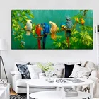 Художественный попугай птица на ветках деревянный пейзаж картина маслом на холсте постеры и принты Настенная картина для декора гостиной